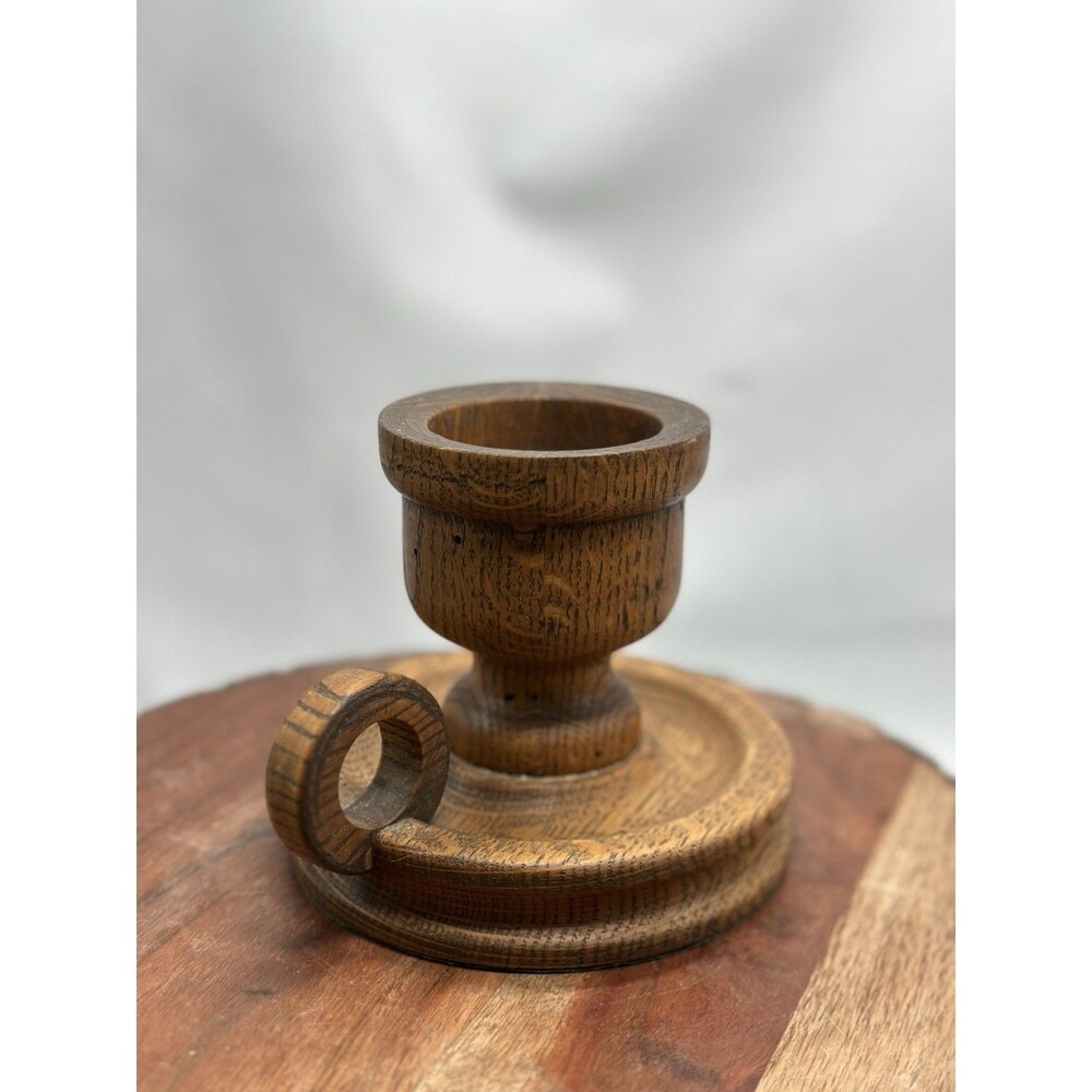 Swedish Mid Century MCM Wooden Candle Holder Chamber Turned